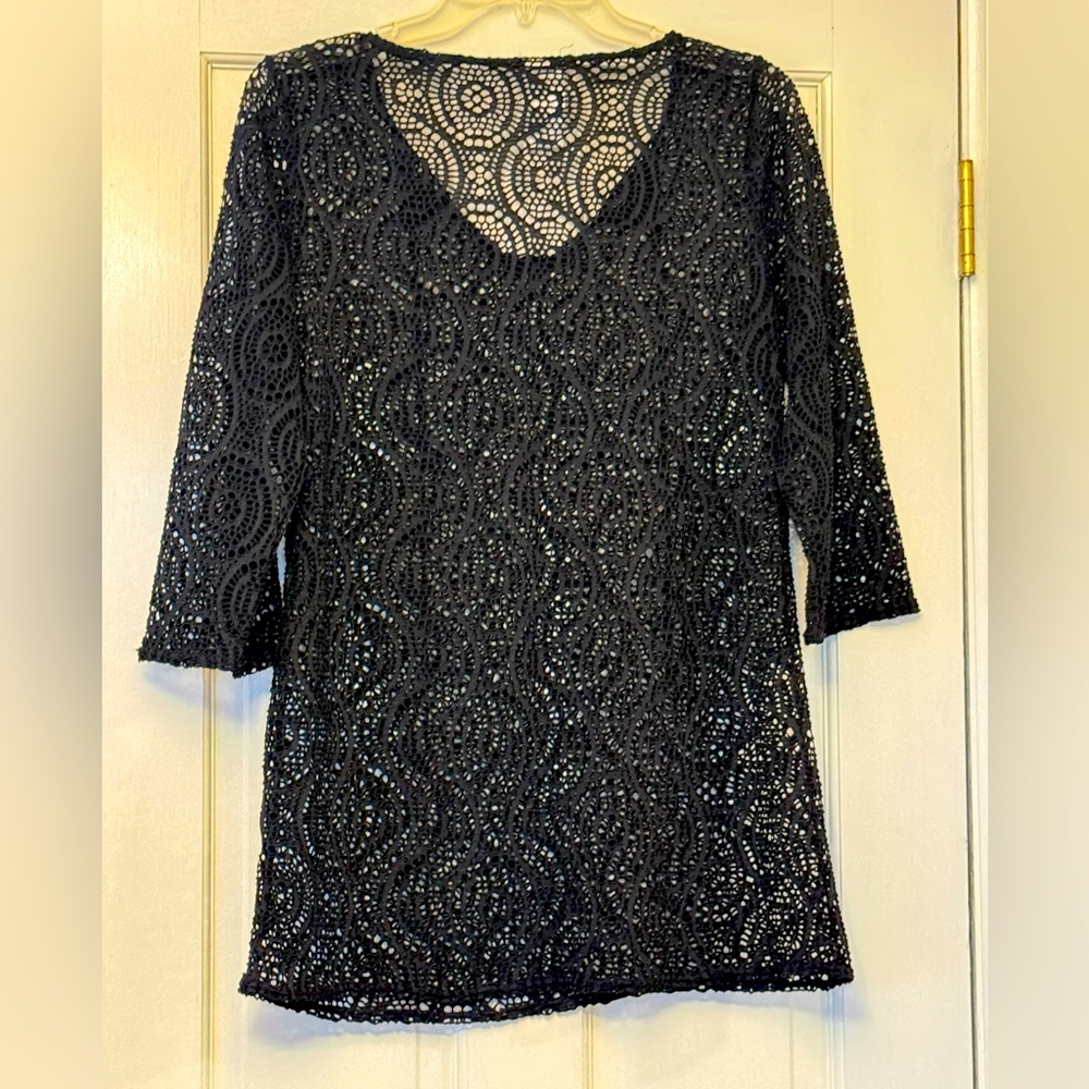 Laundry By Shelli Segal Black Crochet Swim Coverup - Picture 6 of 6